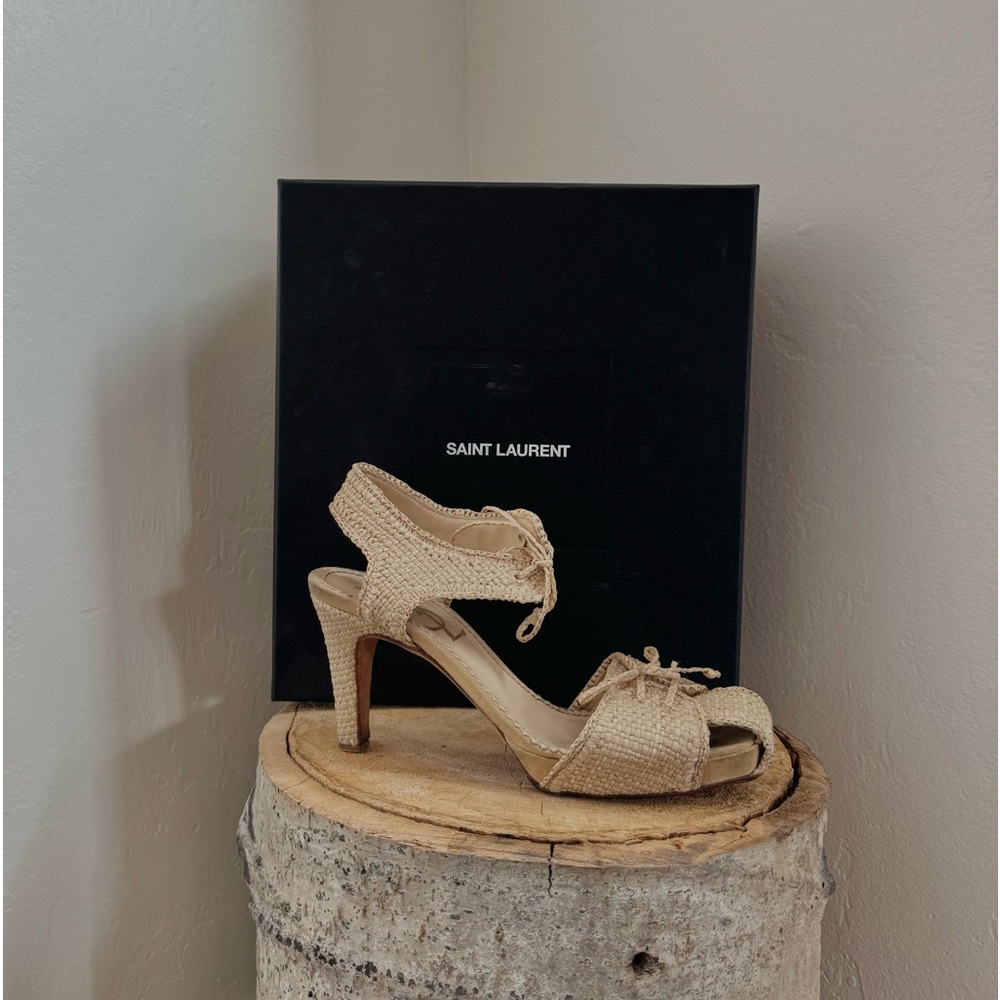 Vintage YSL raffia heeled sandals